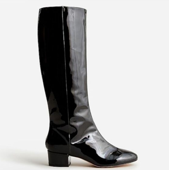 NEW J. Crew Italian Leather Knee High Black Patent Leather Knee High Boot - Picture 3 of 11